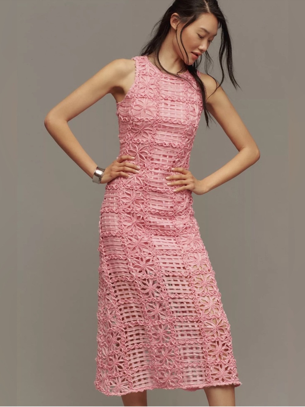 Endless Rose Sleeveless Textured Midi Dress
